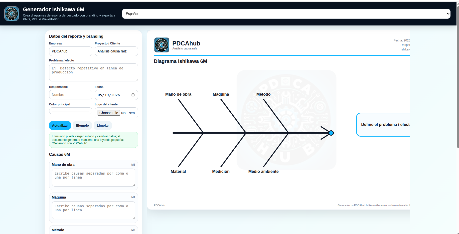 Generador de Diagrama Ishikawa - Captura 1